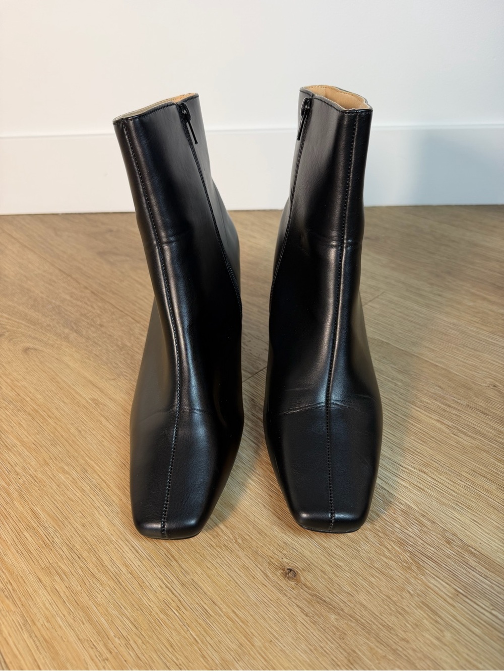 Journee Collection Size 11 Wide Black square toe Block Heel Ankle Boots side zip - Picture 2 of 7